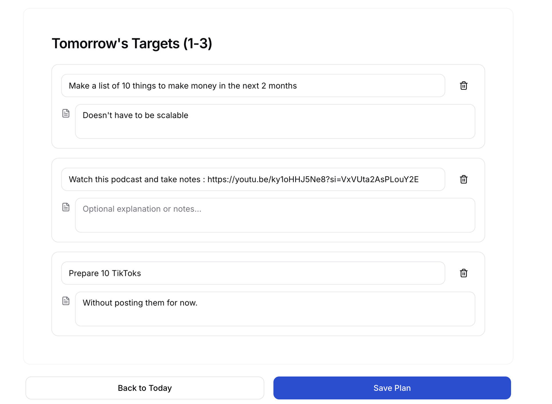 Next-Day Planning - Light Mode