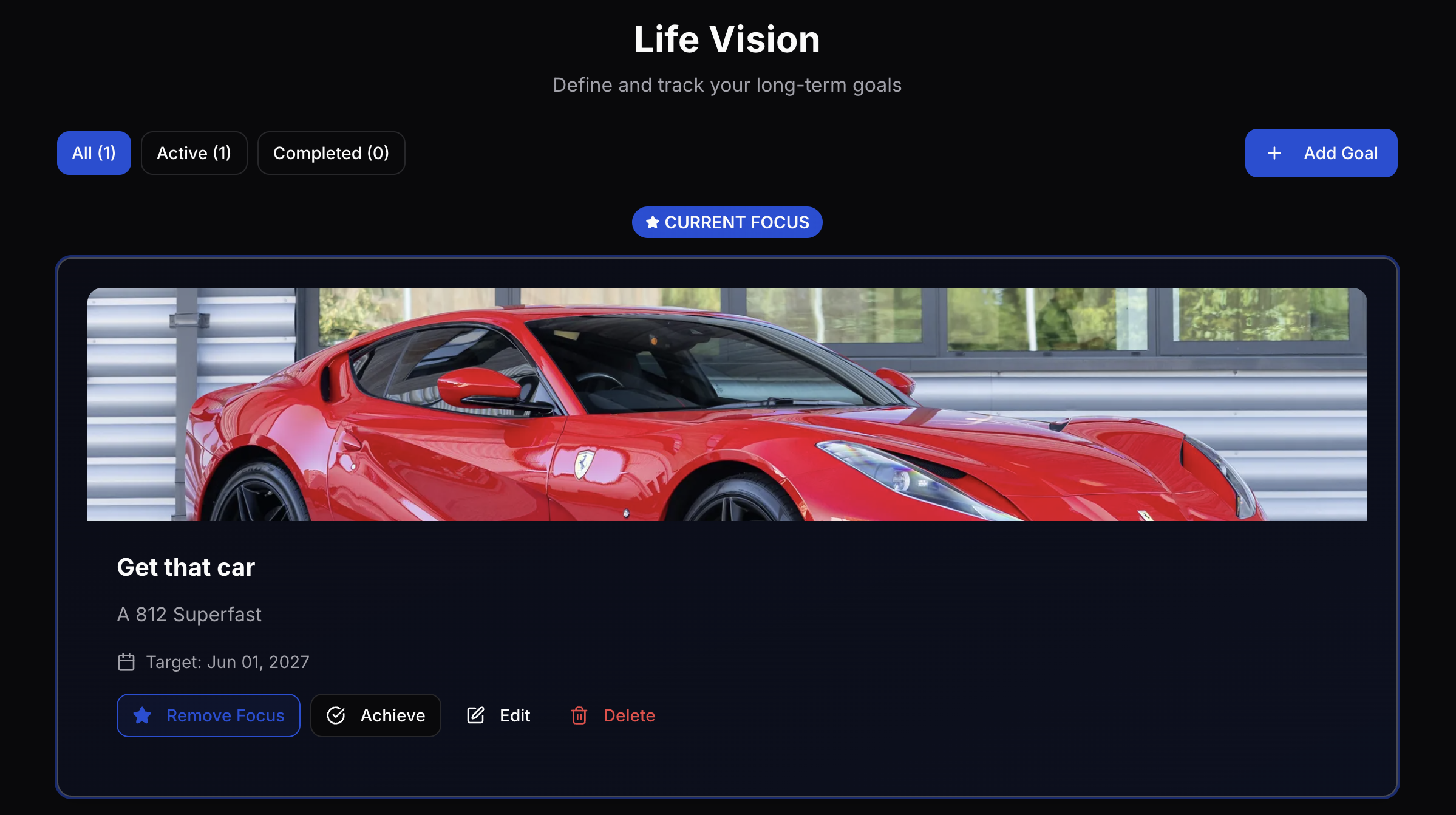 Life Vision Board - Dark Mode